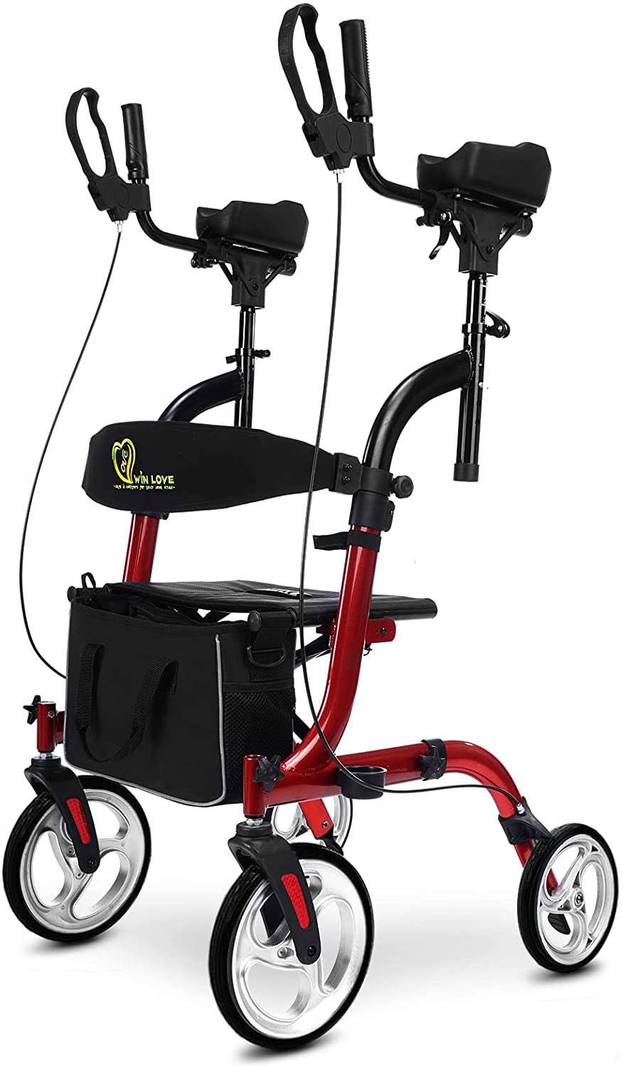 Upright Rollator Walkers for Seniors Stand up Aluminium Tall Walker Light Weight