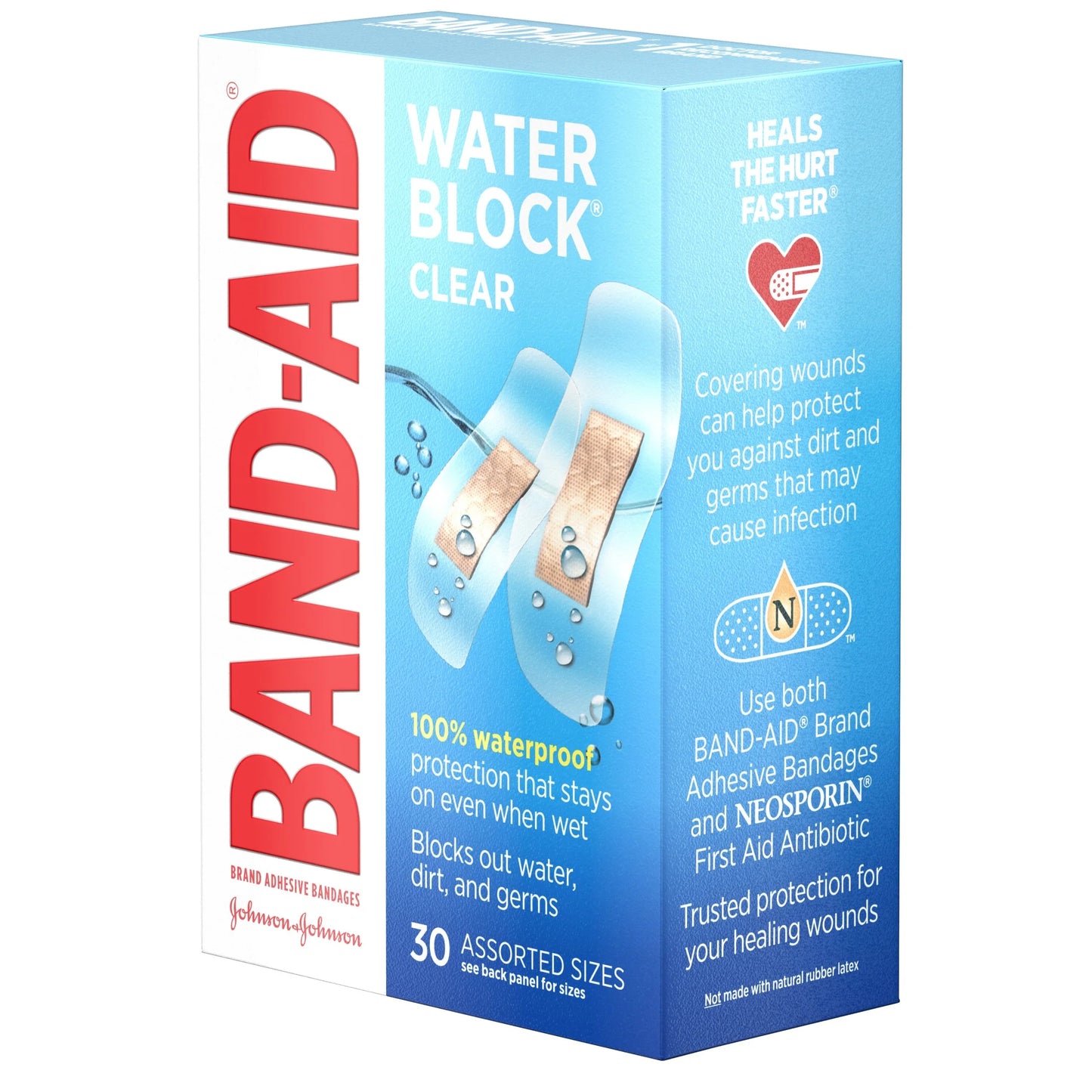 (2 Pack)  Brand Water Block Clear Waterproof Adhesive Bandages, 30 Ct