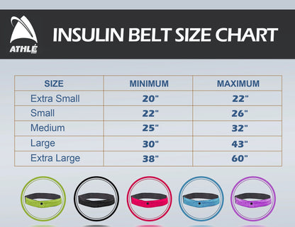 Insulin Pump Belt - 2 Stretch Pockets & Adjustable Waist Strap, Medium 25"-32", Pink