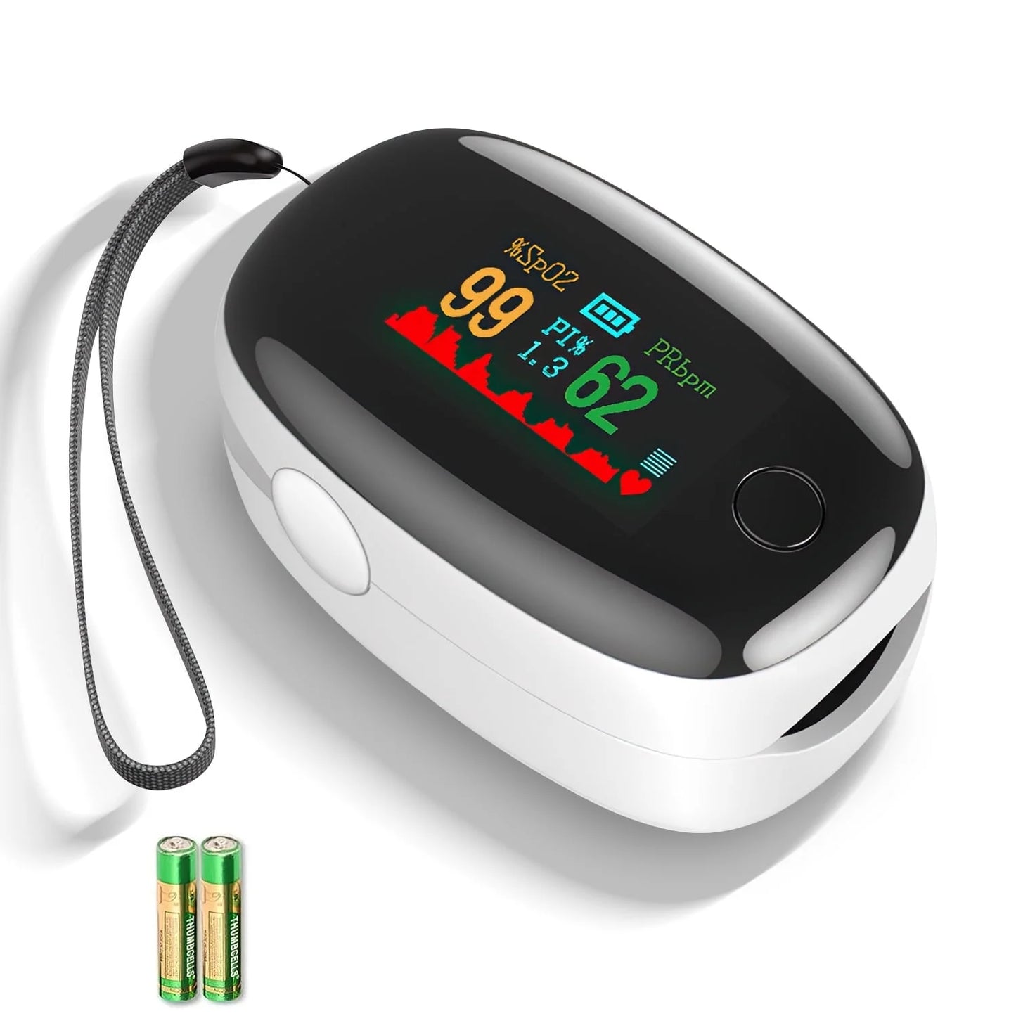 Pulse Oximeter Fingertip with Display Screen - Smart Blood Oxygen Saturation Monitor Portable Heart Rate Monitor, White