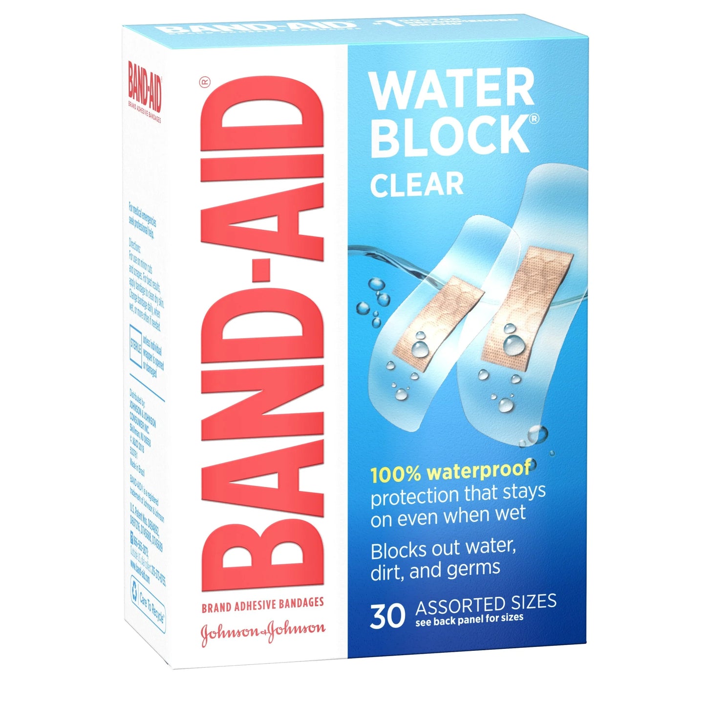 (2 Pack)  Brand Water Block Clear Waterproof Adhesive Bandages, 30 Ct