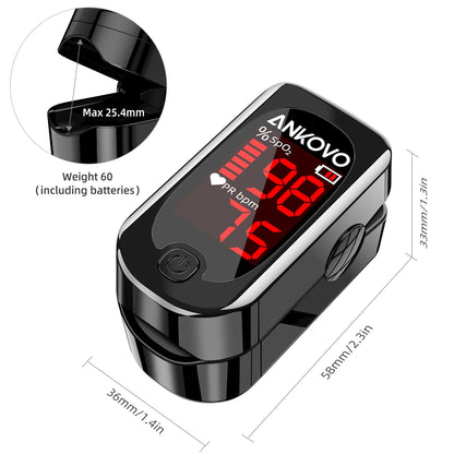 Pulse Oximeter Fingertip, Blood Oxygen Saturation Monitor with Pulse Rate, Heart Rate Monitor