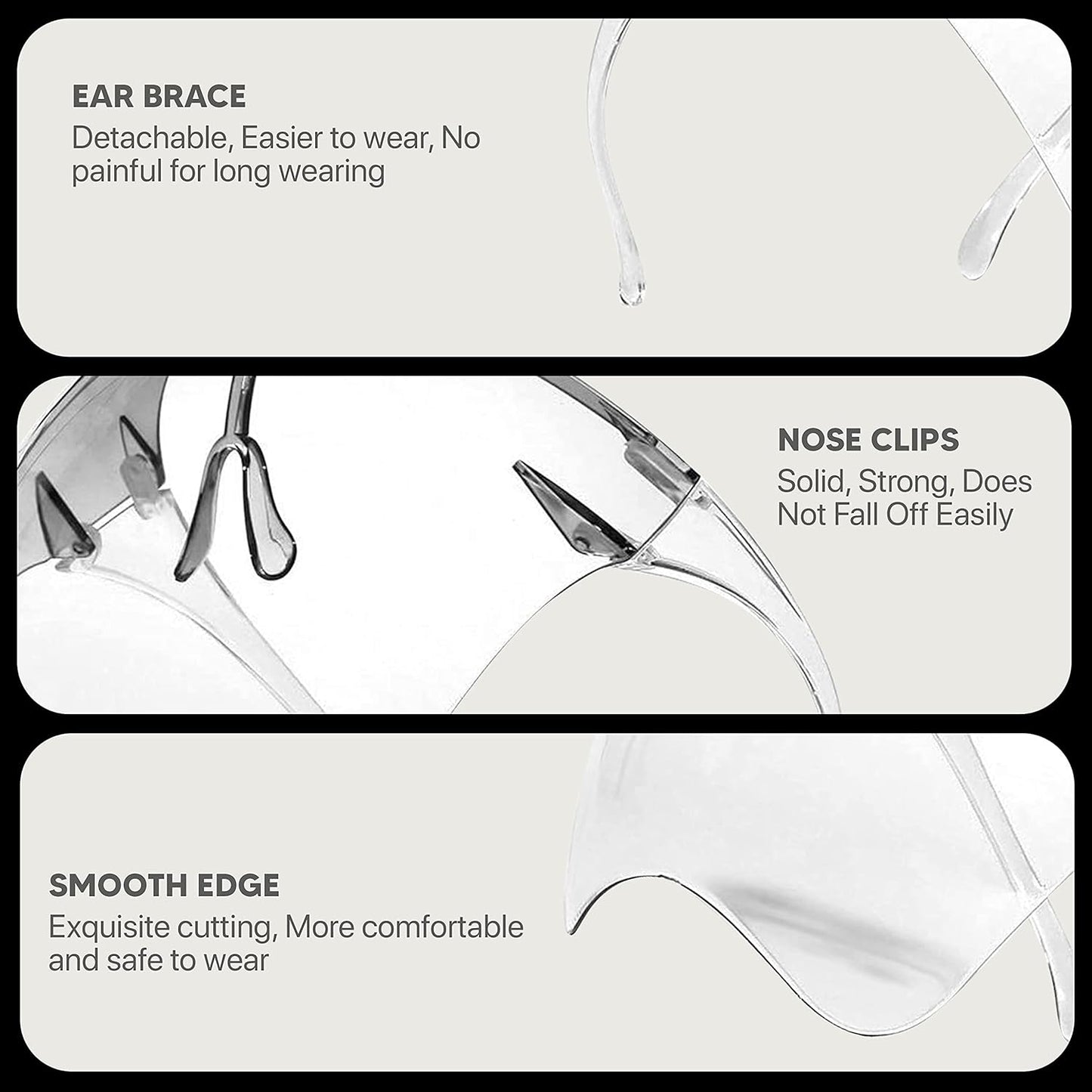 Full Face Shield with Integrated Glasses - Transparent Anti-Fog Face Mask