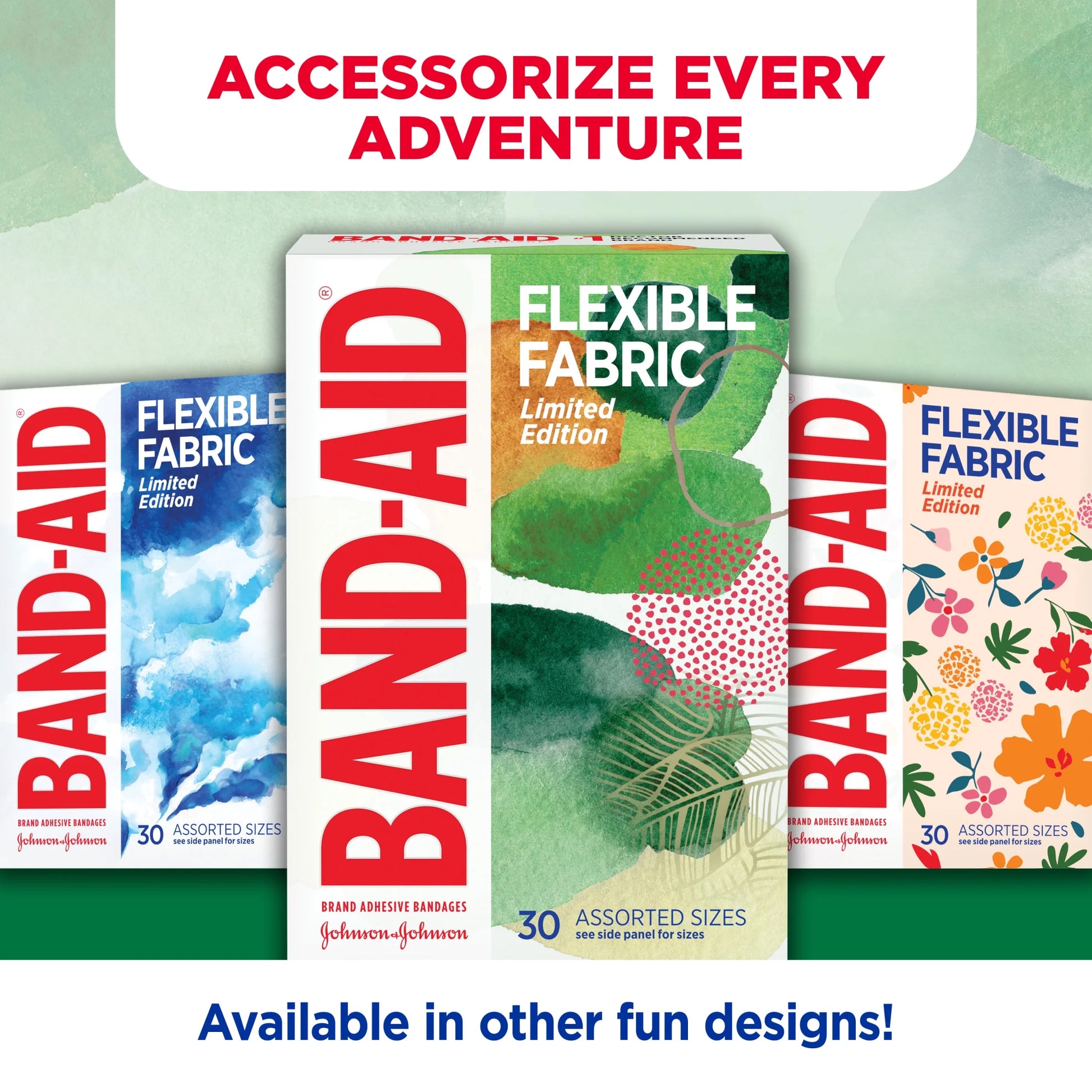 Brand Flexible Fabric Bandages, Forest, Assorted, 30 Ct