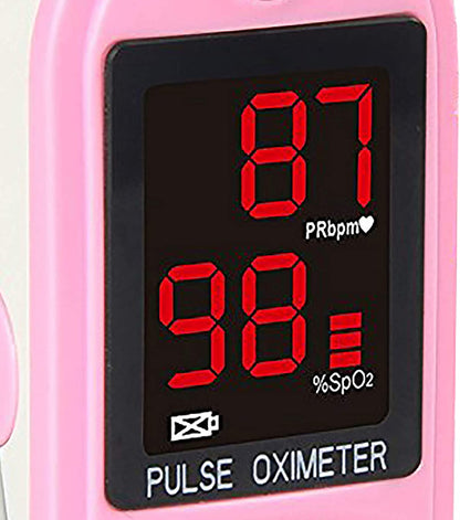 Concord Basics Fingertip Pulse Oximeter - Blood Oxygen Saturation Monitor with Carrying Case, Batteries, Silicone Cover, and Lanyard - User-Friendly and Accurate SpO2 & Pulse Measurement (Pink)