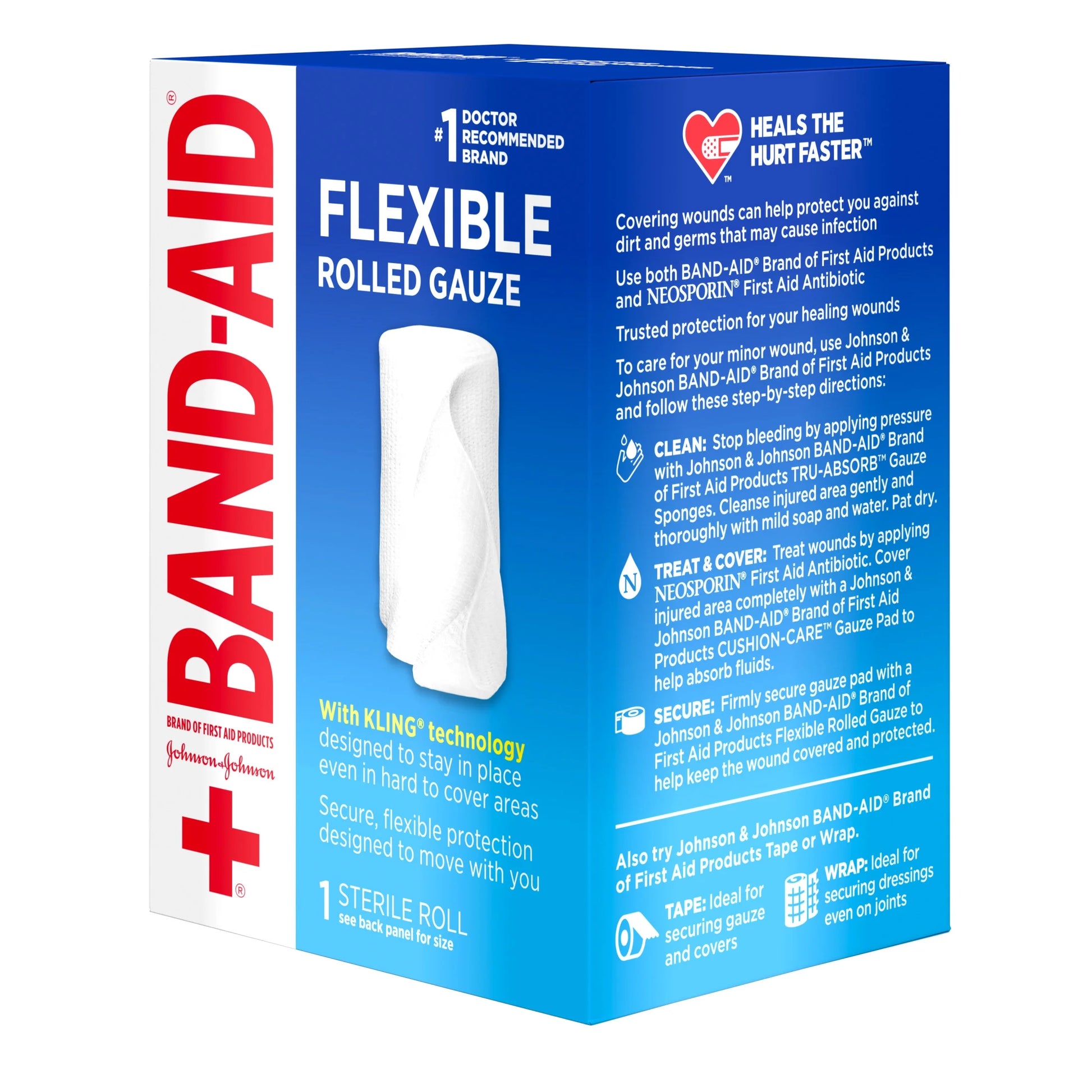 Band Aid Brand First Aid Product Flexible Rolled Gauze, 2 in X 2.5 Yd