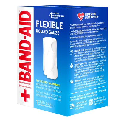 Band Aid Brand First Aid Product Flexible Rolled Gauze, 2 in X 2.5 Yd