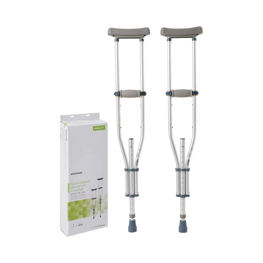 Universal Aluminum Crutches, Quick-Adjust, Push-Button - All Ages, 2 Box