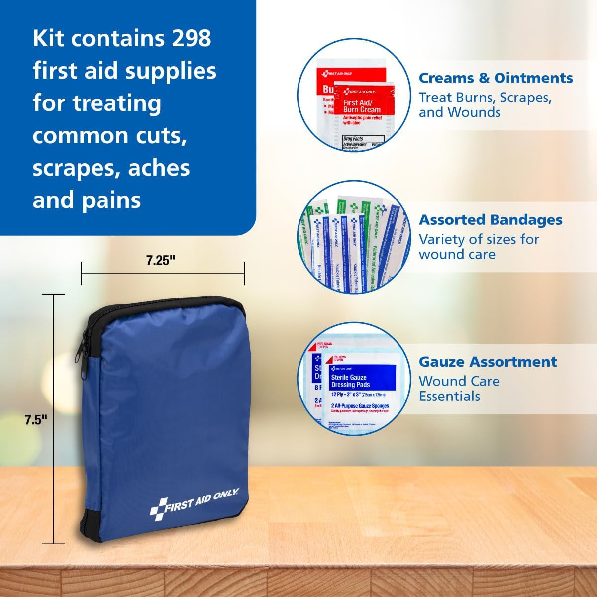 Comprehensive 299-Piece All-Purpose Emergency First Aid Kit (FAO-442)