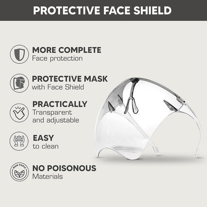 Full Face Shield with Integrated Glasses - Transparent Anti-Fog Face Mask