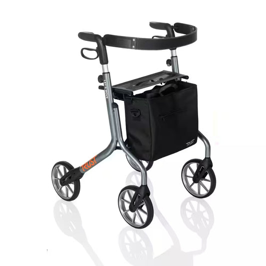 Trust Care Let'S Move 4-Wheel Ultra Lightweight Folding Rollator with Seat in Gray