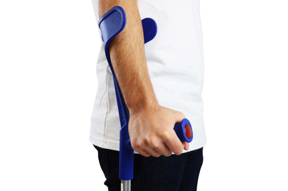 Pepe - Forearm Crutches for Adults (X2 Units, Open Cuff), Adult Crutches Adjustable Blue - Made in Europe