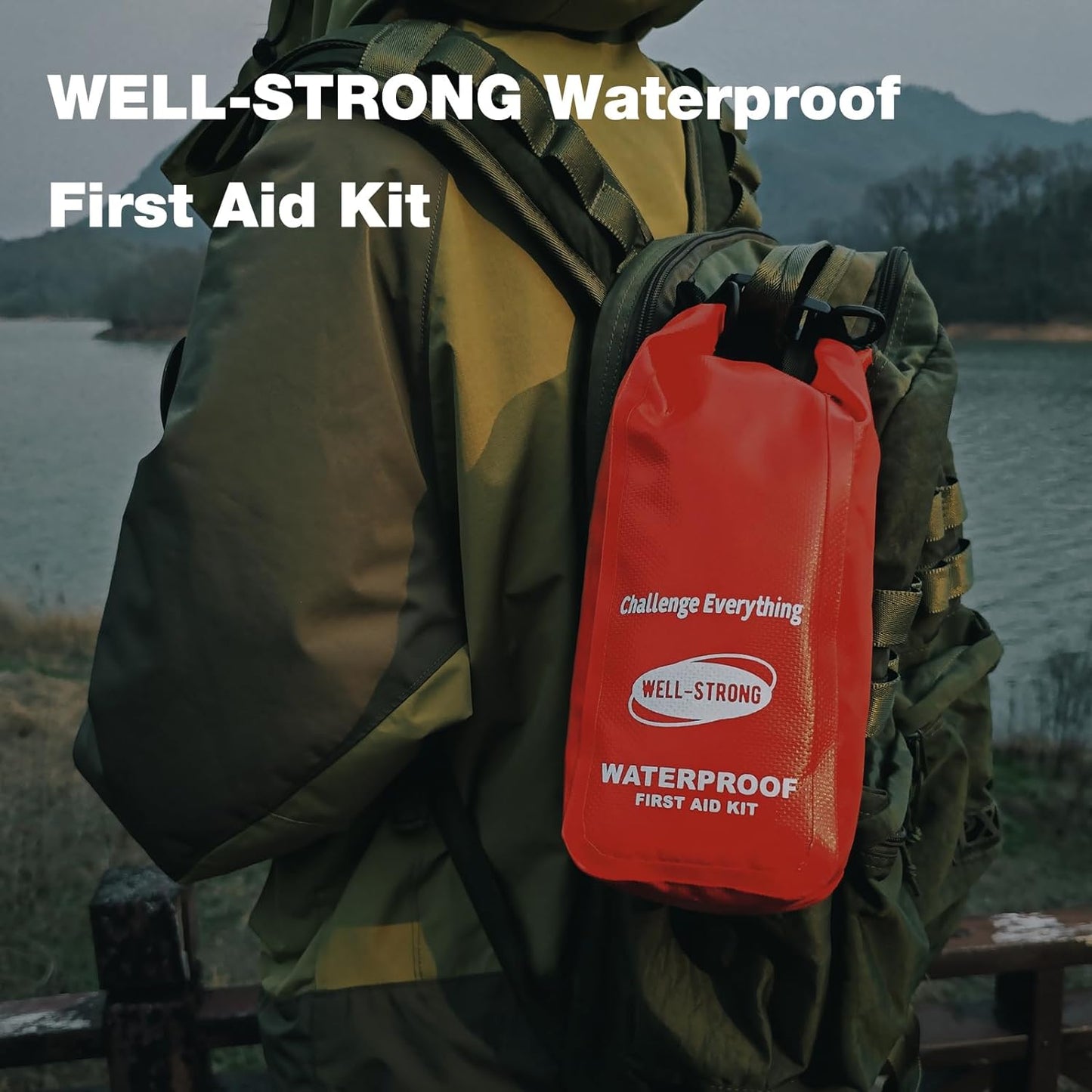 Professional Waterproof First Aid Kit for Outdoor Activities - Ideal for Fishing, Kayaking, Boating, Swimming, Camping, Rafting, and Beach Use - Red Color