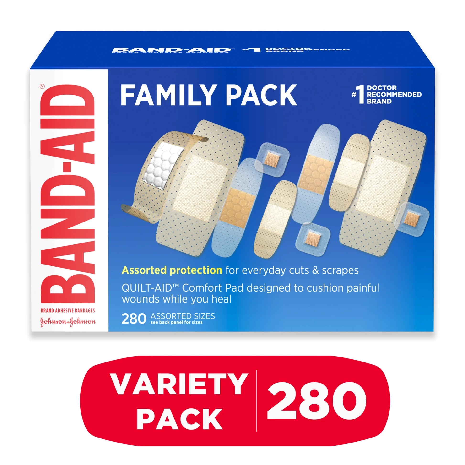 Brand Adhesive Sterile Bandage Variety Pack, Assorted, 280 Ct