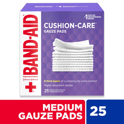 Brand Cushion Care Gauze Pads, Medium, 3 in X 3 In, 25 Ct