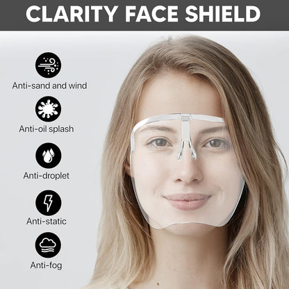 Full Face Shield with Integrated Glasses - Transparent Anti-Fog Face Mask