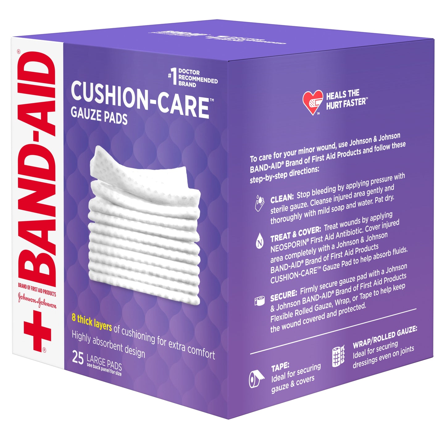 Brand Cushion Care Gauze Pads, Large, 4 in X 4 In, 25 Ct (Pack of 2)