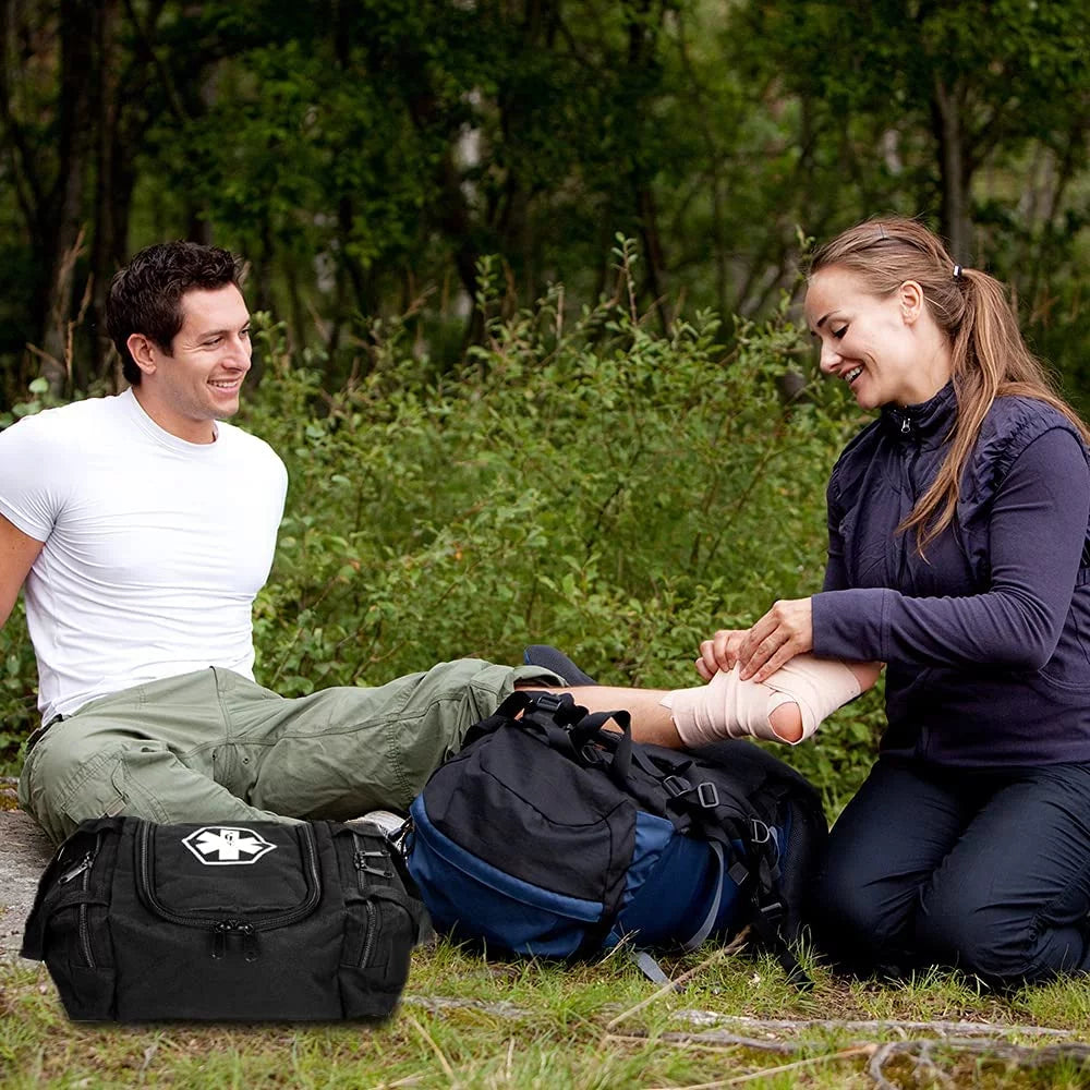 Ever Ready First Aid EMS First Responder Medical Kit, Fully Stocked Trauma First Aid Kit with Gauze Bandage (Black)