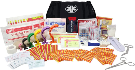 Ever Ready First Aid EMS First Responder Medical Kit, Fully Stocked Trauma First Aid Kit with Gauze Bandage (Black)