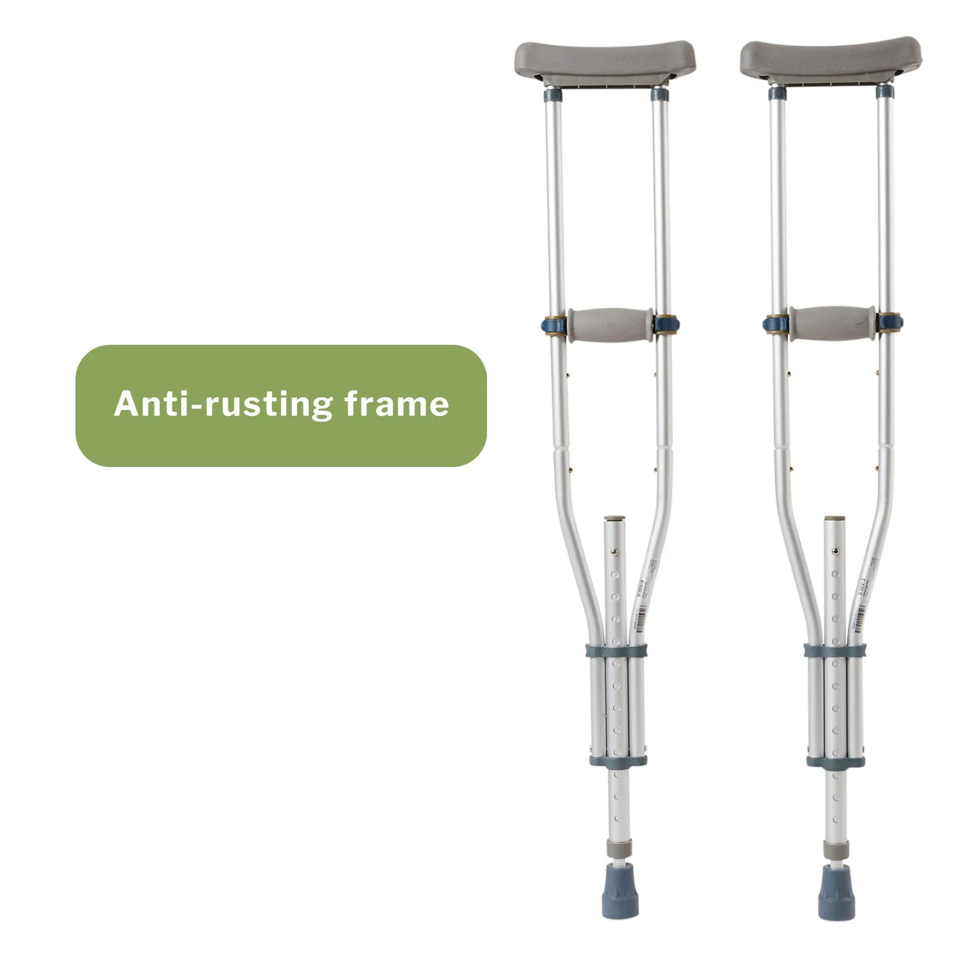 Universal Aluminum Crutches, Quick-Adjust, Push-Button - All Ages, 2 Box