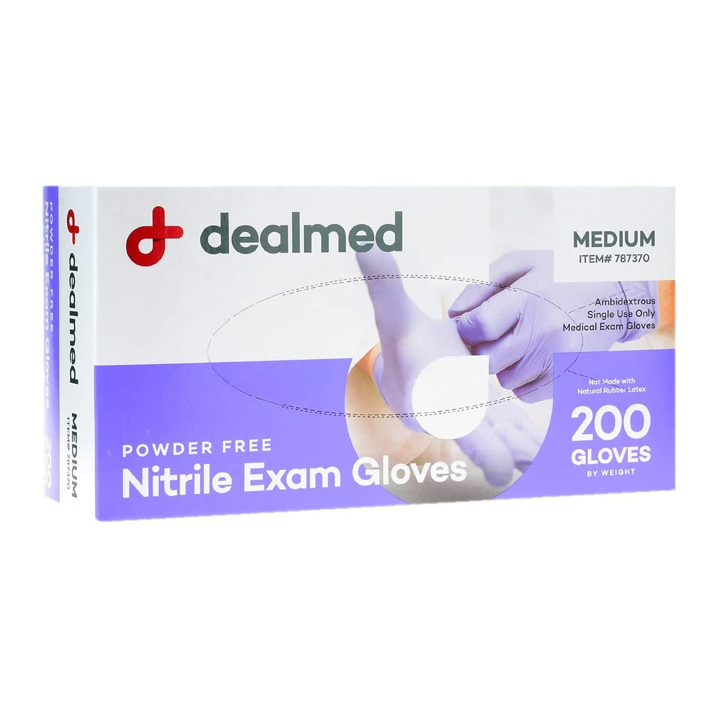 Disposable Nitrile Medical Grade Exam Gloves, Latex-Free, Medium Size (200 Count)