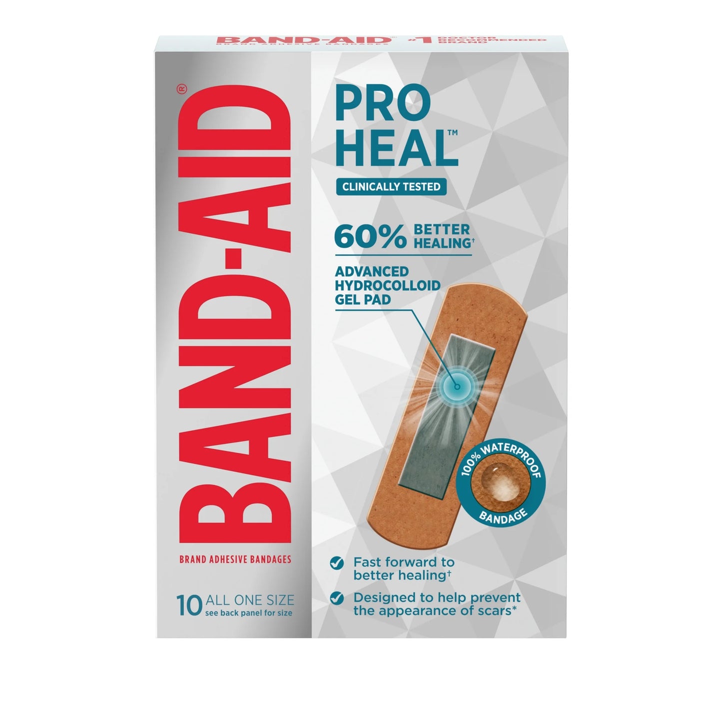 Brand All One Size Pro Heal Bandages, Hydrocolloid Pad, 10 Ct