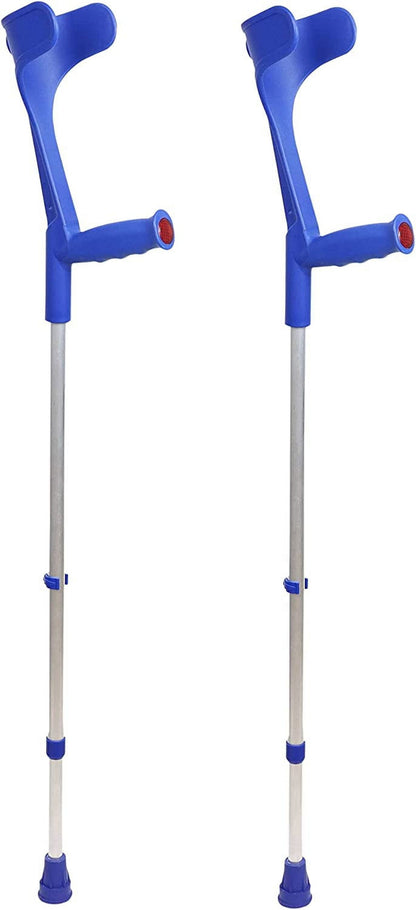 Pepe - Forearm Crutches for Adults (X2 Units, Open Cuff), Adult Crutches Adjustable Blue - Made in Europe