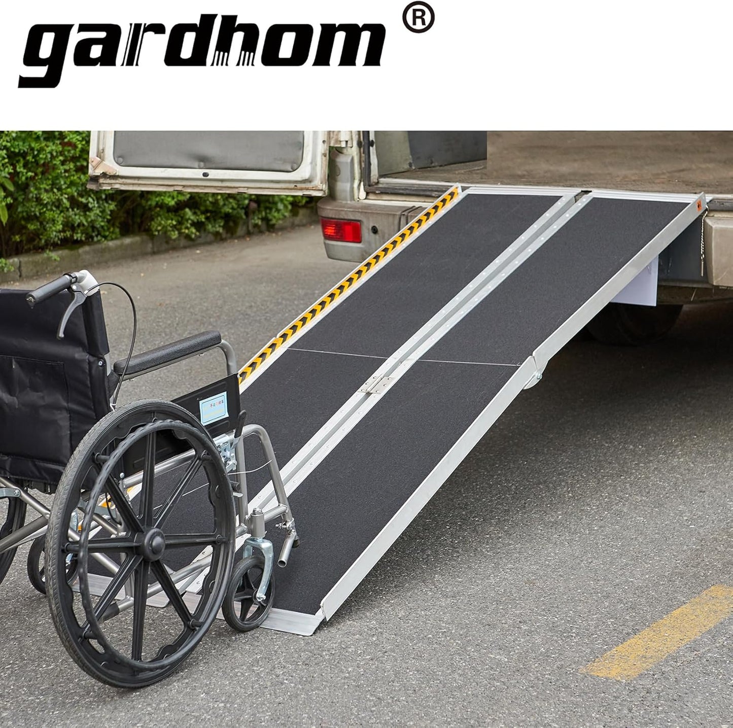 5FT Portable Aluminum Wheelchair Ramp with 800Lbs Load Capacity - Anti-Slip Folding Design for Home Entry, Doorways, Steps, and Curbs