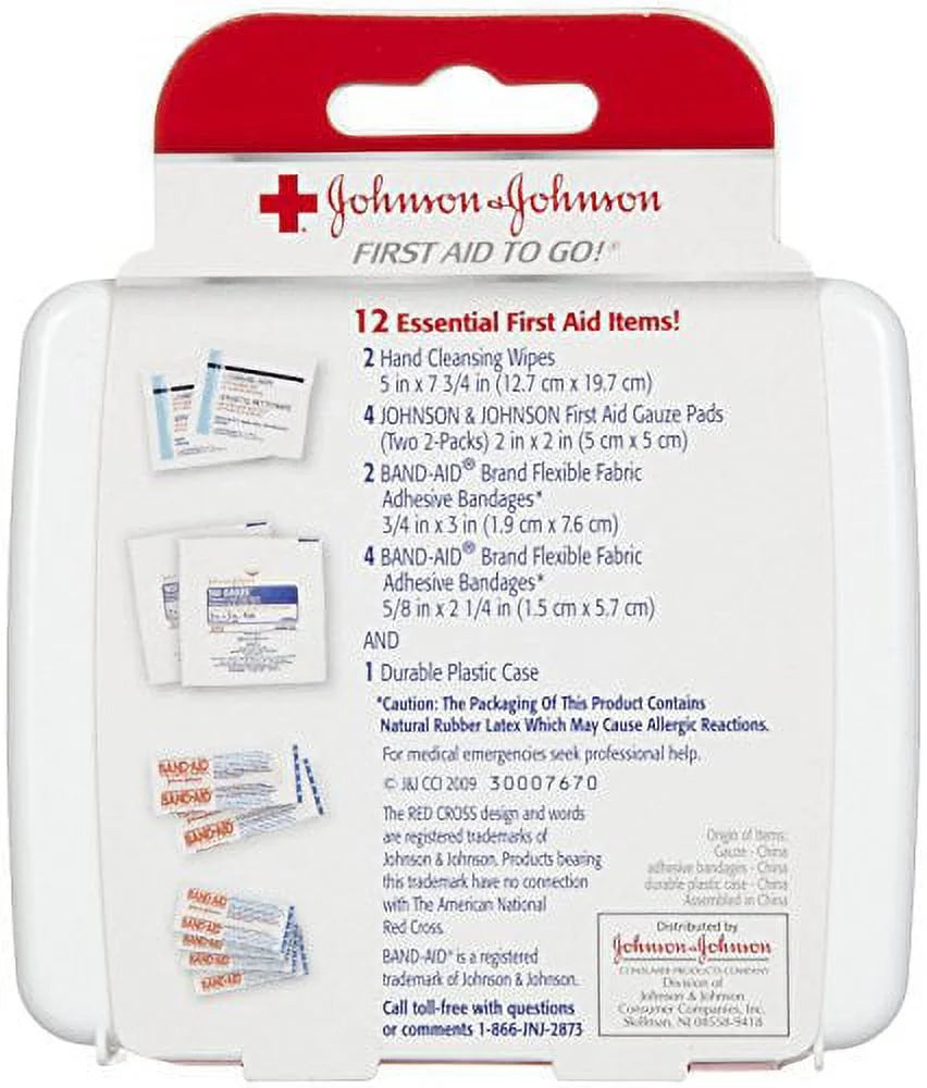 Johnson & Johnson First  Kit Travel Size (Pack of 3 --  Kit for Car, Office, Purse)