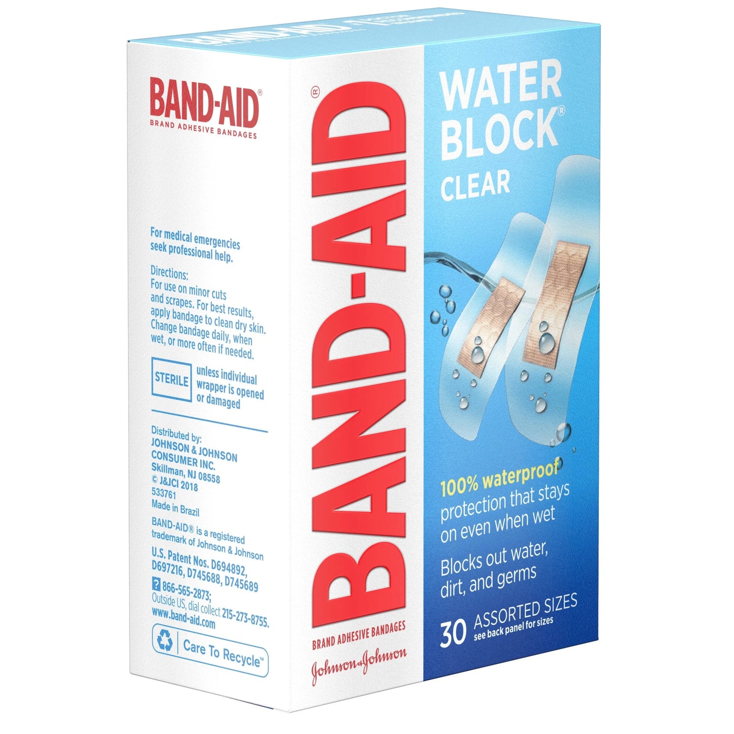 (2 Pack)  Brand Water Block Clear Waterproof Adhesive Bandages, 30 Ct