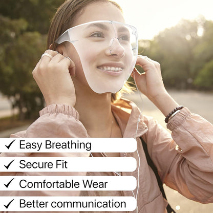 Full Face Shield with Integrated Glasses - Transparent Anti-Fog Face Mask