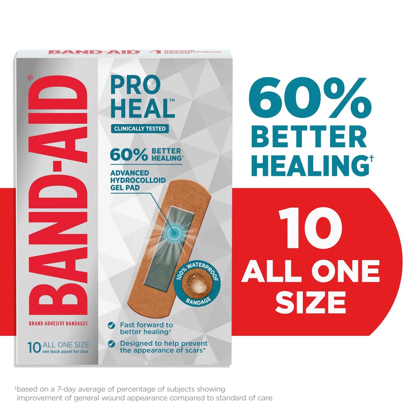 Brand All One Size Pro Heal Bandages, Hydrocolloid Pad, 10 Ct