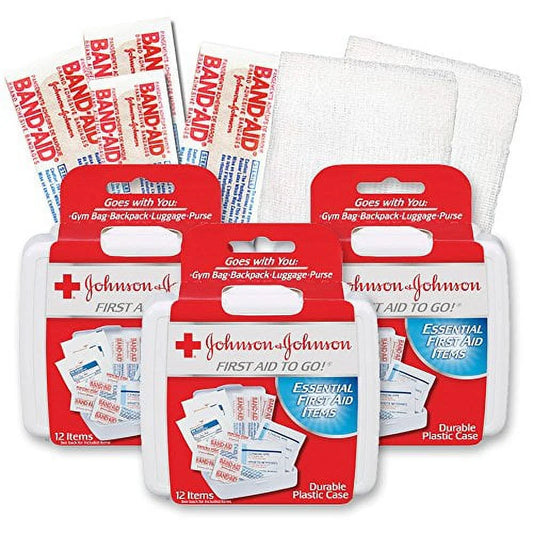 Johnson & Johnson First  Kit Travel Size (Pack of 3 --  Kit for Car, Office, Purse)