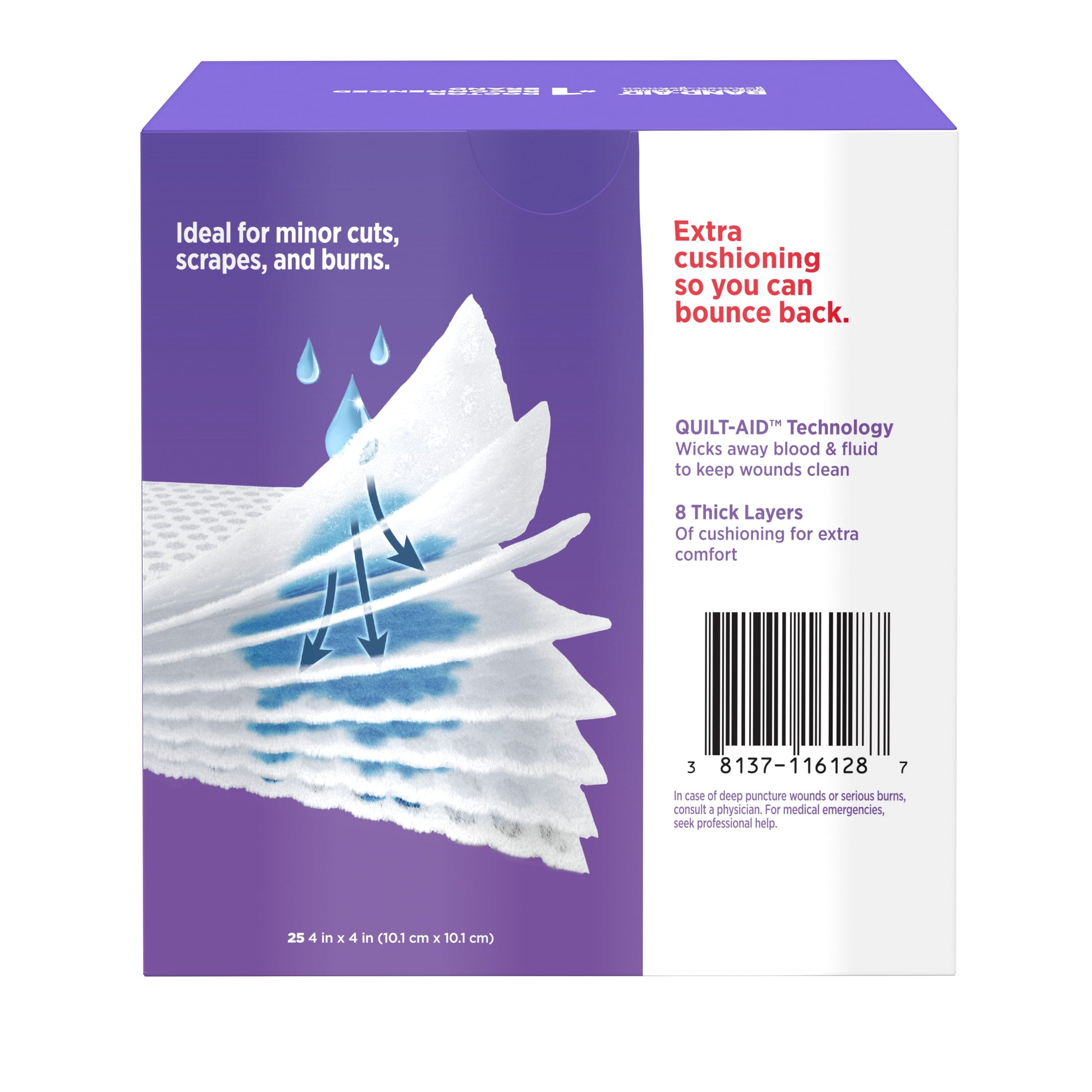 Brand Cushion Care Gauze Pads, Large, 4 in X 4 In, 25 Ct (Pack of 2)