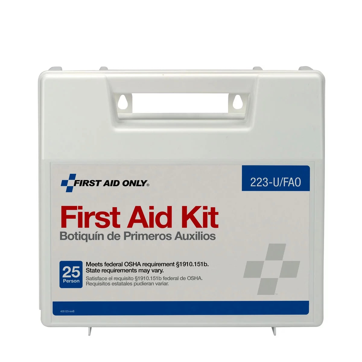 25 Person ANSI & OSHA First Aid Kit, Plastic, 107 Count per Pack