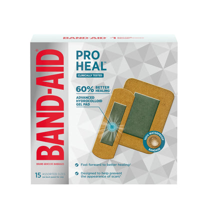 Brand Assorted Pro Heal Bandages, Hydrocolloid Pad, 15 Ct