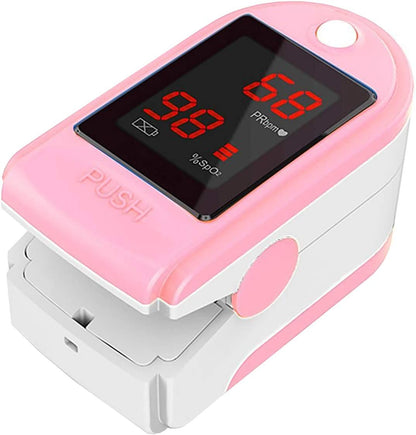 Concord Basics Fingertip Pulse Oximeter - Blood Oxygen Saturation Monitor with Carrying Case, Batteries, Silicone Cover, and Lanyard - User-Friendly and Accurate SpO2 & Pulse Measurement (Pink)