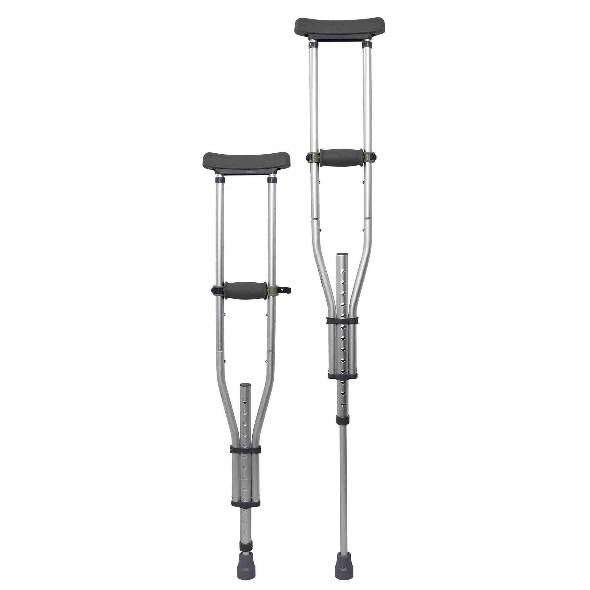 Universal Aluminum Crutches, Quick-Adjust, Push-Button - All Ages, 2 Box