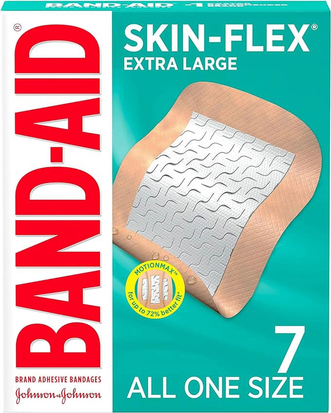 Brand Skin-Flex Adhesive Bandages for First Aid and Wound Care of Minor Cuts and Scrapes & Burns, Flexible Sterile Bandages for Fingers & Knees, Extra Large, All One Size, 7 Ct