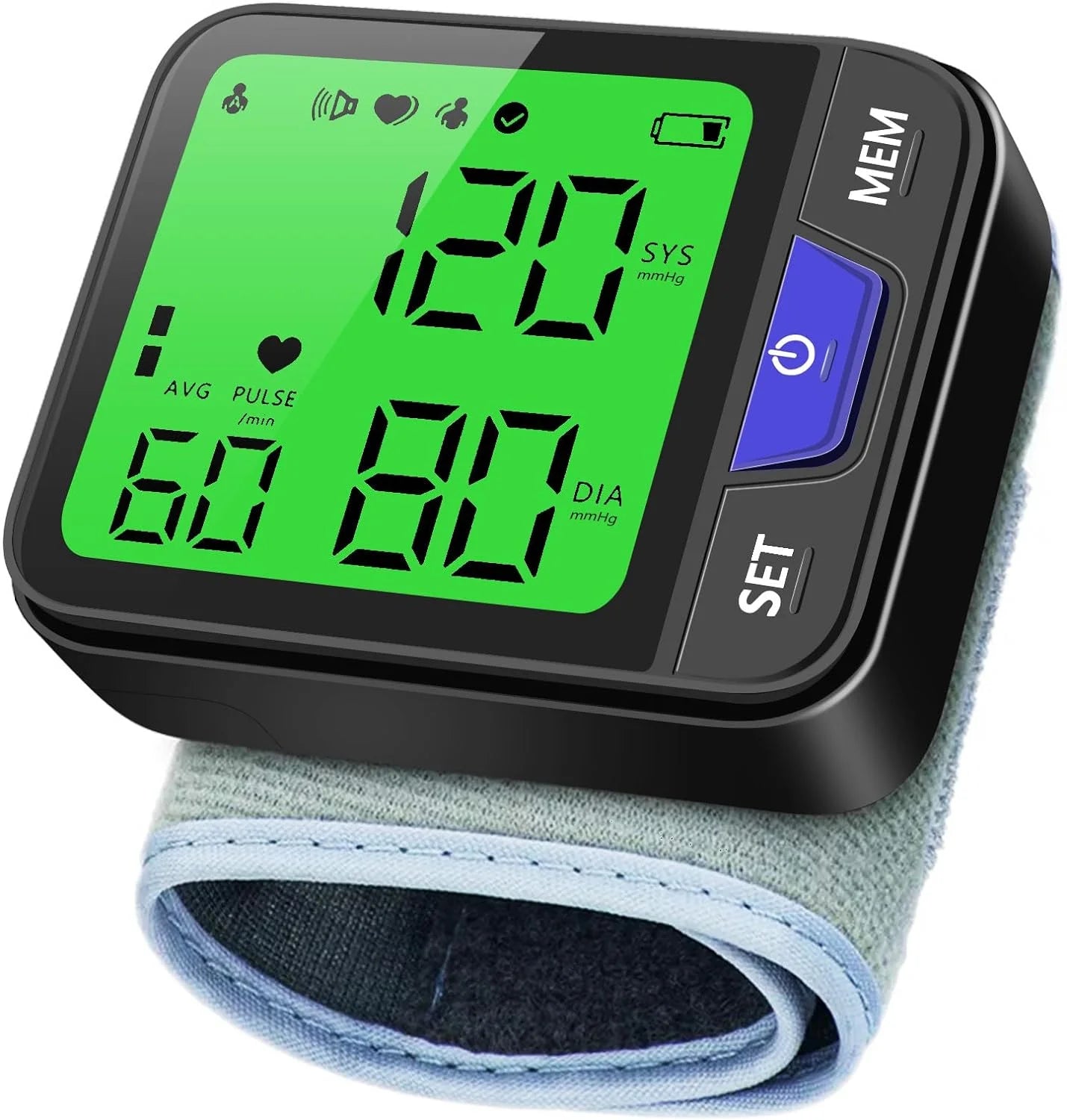 Blood Pressure Monitor, Professional Wireless Automatic Wrist Blood Pressure Cuffs Health Monitors, Portable BP Heart Rate Monitor with LCD Backlit Display, for Home Travel Use