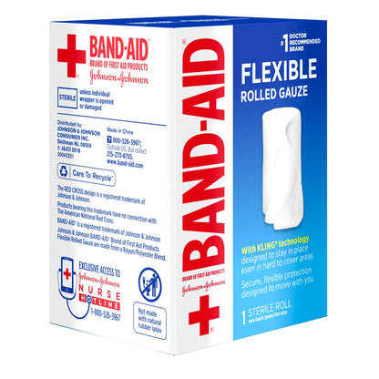 Band Aid Brand First Aid Product Flexible Rolled Gauze, 2 in X 2.5 Yd