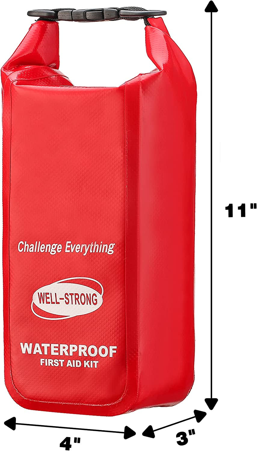 Professional Waterproof First Aid Kit for Outdoor Activities - Ideal for Fishing, Kayaking, Boating, Swimming, Camping, Rafting, and Beach Use - Red Color