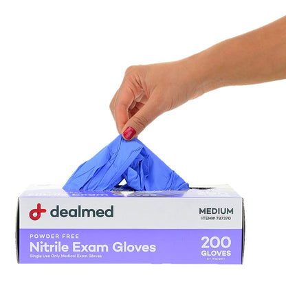 Disposable Nitrile Medical Grade Exam Gloves, Latex-Free, Medium Size (200 Count)