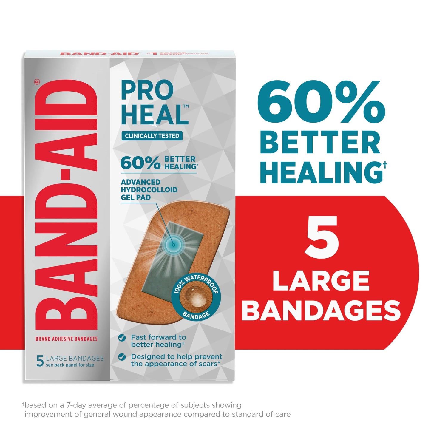 Brand Large Pro Heal Bandages + Hydrocolloid Pads, 5 Ct