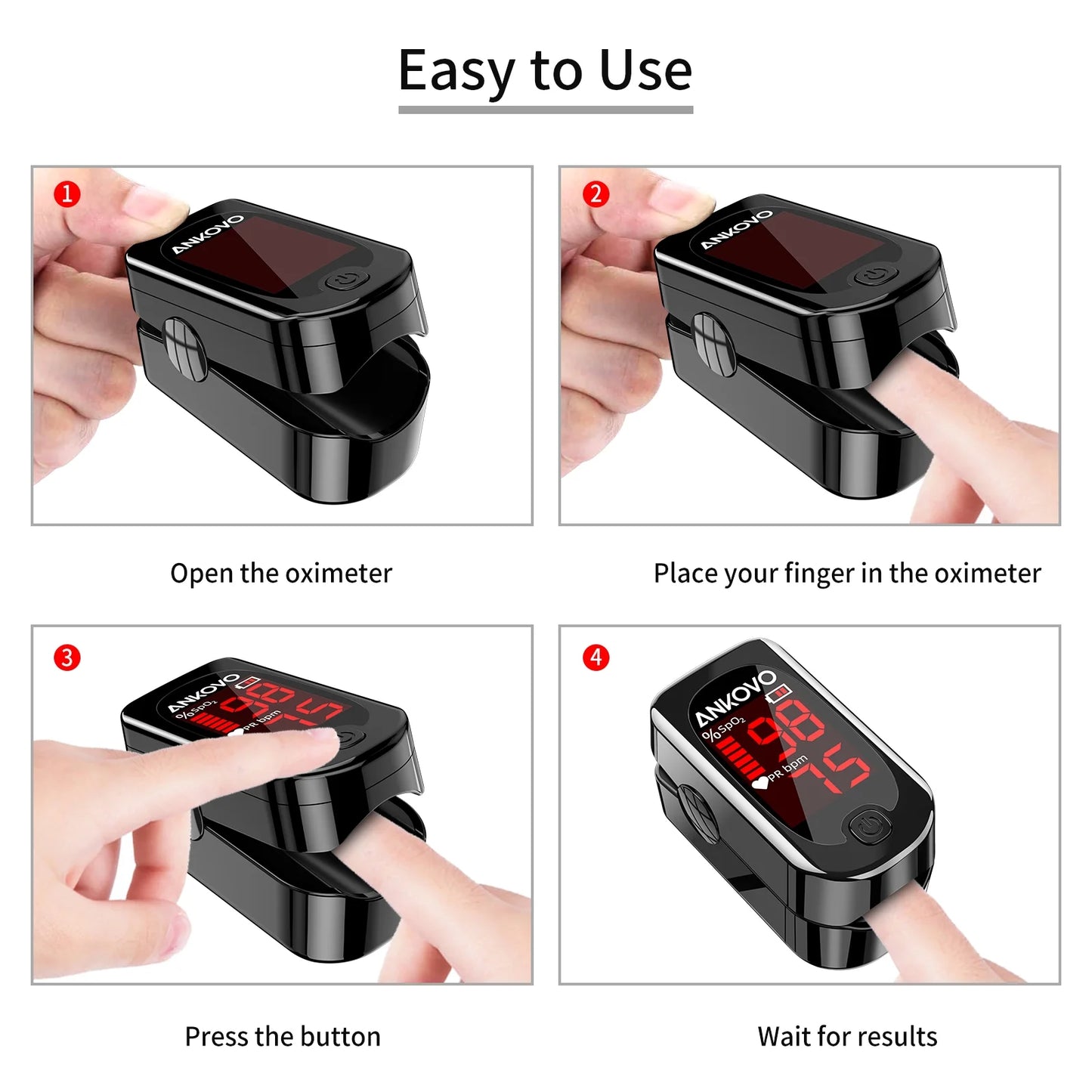 Pulse Oximeter Fingertip, Blood Oxygen Saturation Monitor with Pulse Rate, Heart Rate Monitor