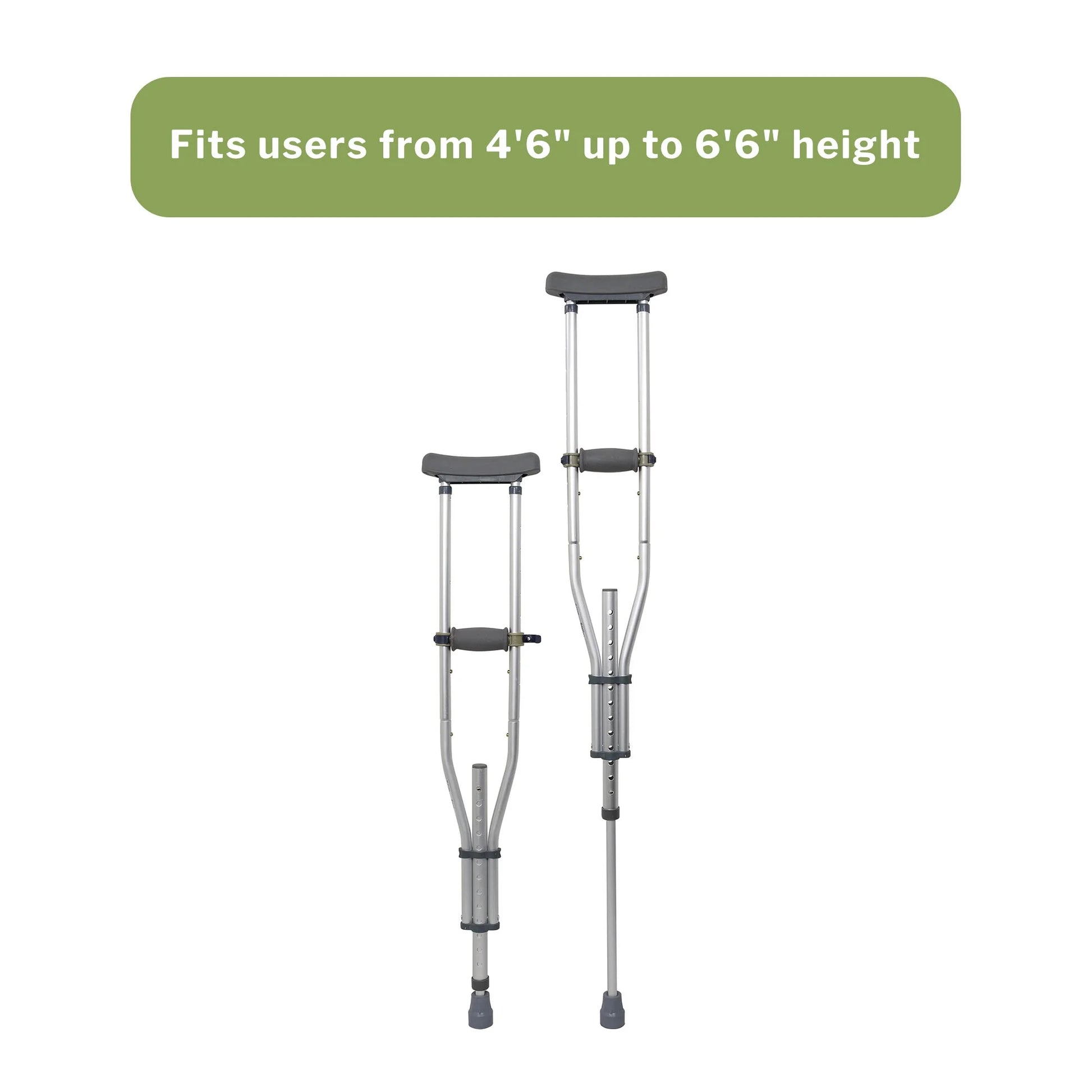 Universal Aluminum Crutches, Quick-Adjust, Push-Button - All Ages, 2 Box