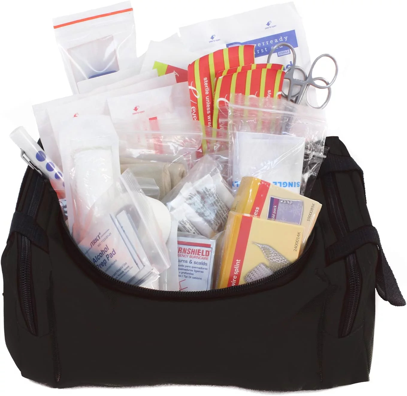 Ever Ready First Aid EMS First Responder Medical Kit, Fully Stocked Trauma First Aid Kit with Gauze Bandage (Black)