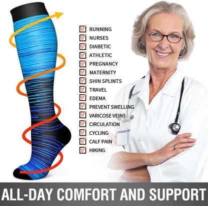 6 Pack Copper Compression Socks for Women and Men Circulation-Best Support for Medical, Running,Nursing,Athletic