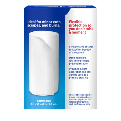 Band Aid Brand First Aid Product Flexible Rolled Gauze, 2 in X 2.5 Yd