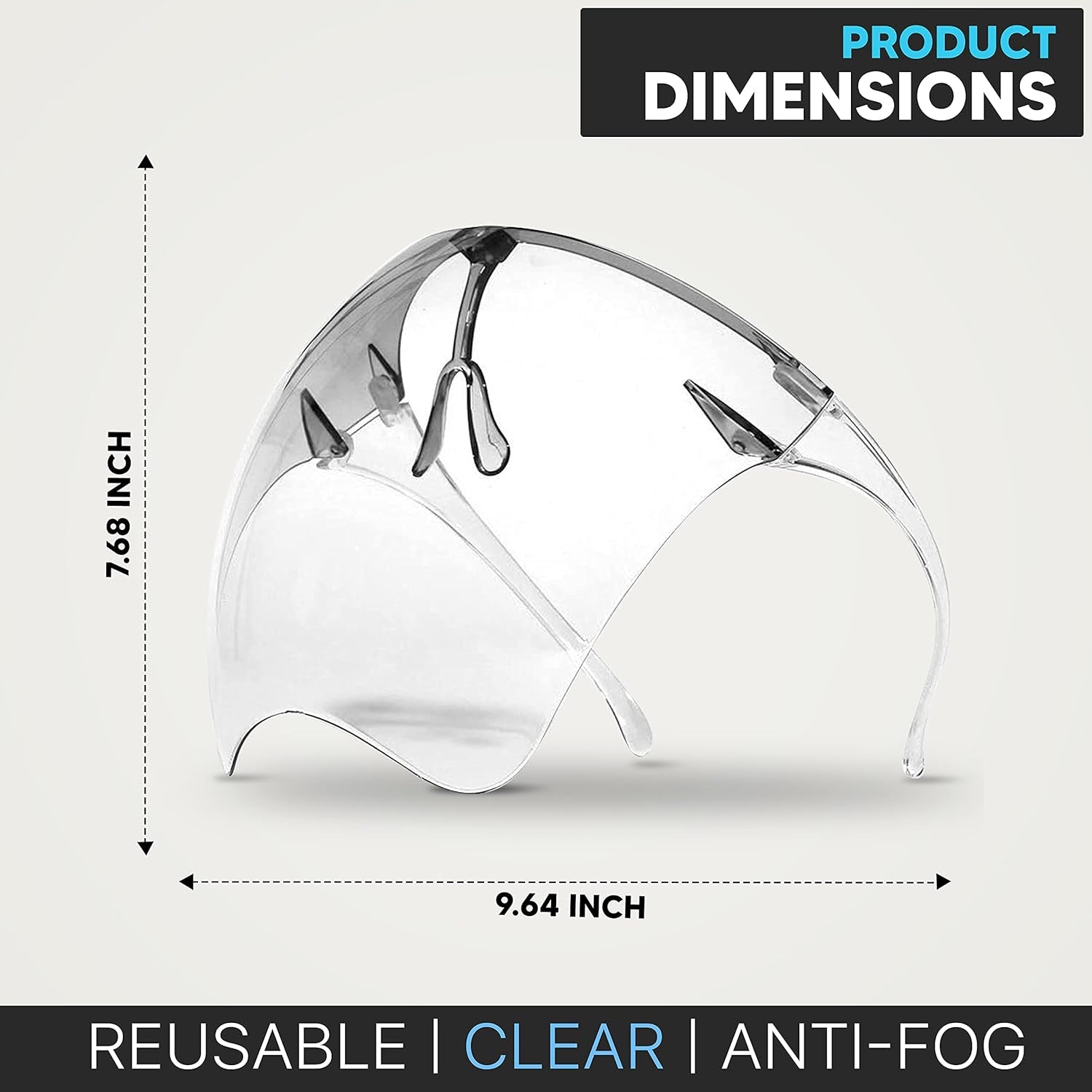 Full Face Shield with Integrated Glasses - Transparent Anti-Fog Face Mask